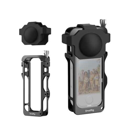 SMALLRIG Cage for Insta360 X4 Air Accessories, Aluminum Alloy Protective Case for Insta360 X4 Air Quick Release, Built-in Cold Shoe Mounts & 1/4" Threads, with Silicone Lens Cover - 5939