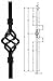 Satin Black 1/2" x 44" Iron stair parts Metal spindles Iron balusters basket twist knuckle scroll shoe (SINGLE BASKET)