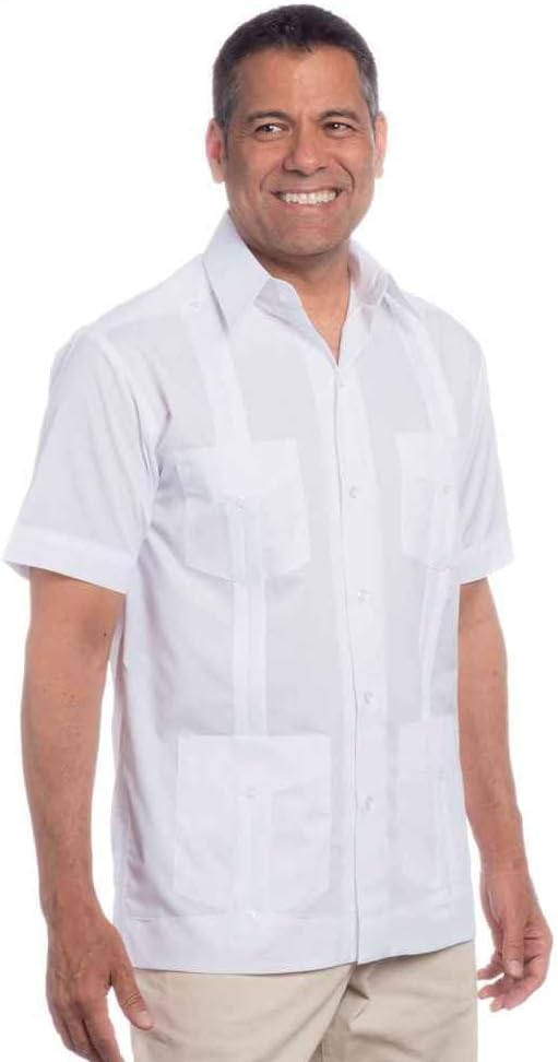 Traditional Cotton Blend Guayabera Men’s Short Sleeve Shirt