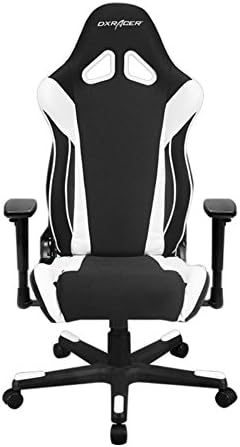 DXRacer OH/RW106/NW Racing Series Black and White Gaming Chair - Includes 2 Free Cushions