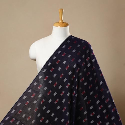 Image of Premium Sambalpuri Ikat Weave Pure Handloom Cotton Shirt Fabric - Authentic Odisha Traditional Tie-Dye Craft, Soft & Breathable Natural Cotton Material for Custom Tailoring, Casual & Formal Wear