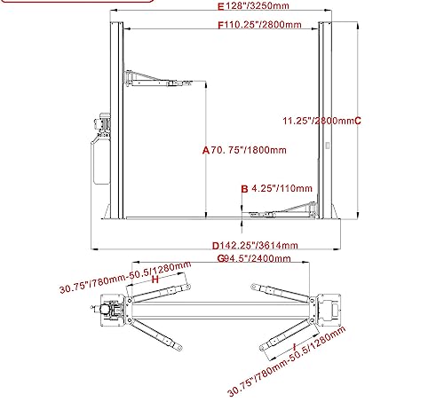 Motool Technology KT-H100 for Two Post Lift 10000lbs Auto Lift Auto Truck Hoist 2-Post Lift - Thumbnail 6