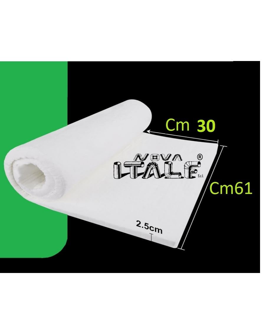 Cerámica fibra de lana, grosor 25 mm, densidad 96 kg/m3 – Aislamiento chimenea chimenea cocina horno alta densidad – Lana blanca (30 cm x 61 cm)