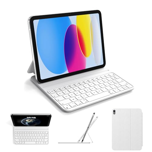 HOU Clavier pour iPad 10 EME Generation/11eme A16 2025 11 Pouces, Deux Angles de Soutien, Ergonomique, Qualité Supérieure Clavier AZERTY, en Similicuir,...