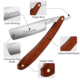 Alternative view of Zertone Straight Razors for Men Kit with Strop - Straight Edge Razor Natural Wood Scale – Sharp, High Hardness Carbon Steel Cutthroat Straight Razor Shaving Kit, Vintage Wood Handle, Barber Razor