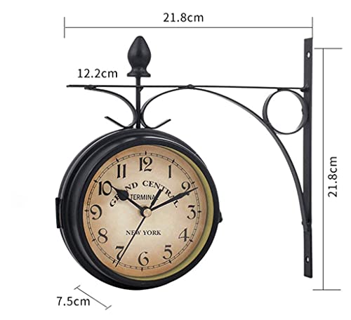 Horloge murale rétro double face étanche pour décoration intérieure - 3