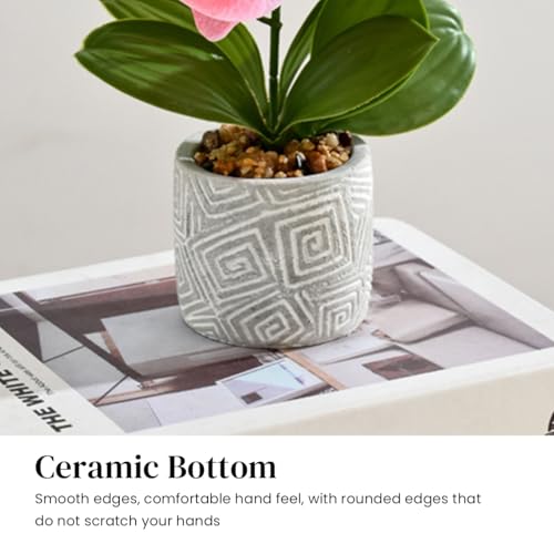 Image of HASTHIP Artificial Moth Prchid Flower, Artificial Orchid Plants for Home Decor, 28CM Artificial Plants with Cement Pot, Faux Orchid Flowers for Desk Decor, Rubber Artificial Plants for Decoration