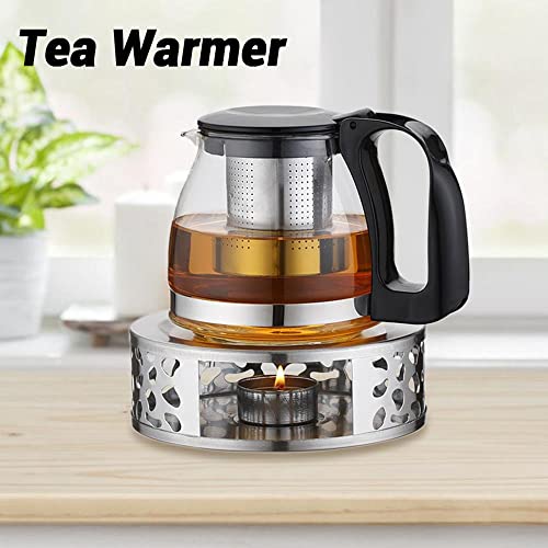 Linalife Stainless Steel Coffee Tea Teapot Warmer Candle Light Round Base Heater Holder Candle Base Coffee Tea Warmer For Glass Teapot, Stainless Steel Teapot, Ceramic Teapot And Other Heatproof Dish #TOP6