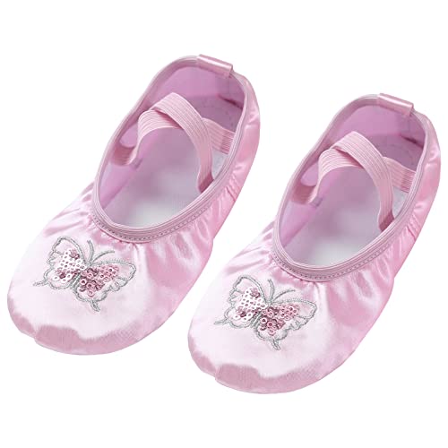 Kids Girls Gymnastics Ballet Dance Shoes Ballet Practice Shoes Satin Flats Sequins Slippers