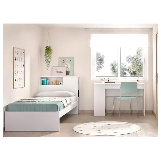 DEKIT GRUPO RIMOBEL TEN SET - Letto da 90x190 con testiera con contenitore e scrivania - BIANCO