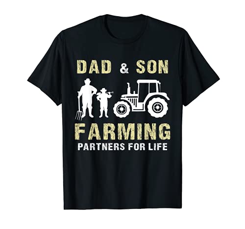 Homme Papa and Son Farming Partners For Life Farmer Father Buddy T-Shirt