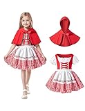 Toddler Girl Little Red Riding Hood Cosplay Girl 2PCS Halloween Christmas Skirt Set With Cloak (4T)