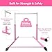 Safe Sturdy Gymnastics Bar for Kids Ages 3-18，Easy to Assemble and Release，3'-5' Adjustable Heigh，Anti-Slip，Steel Home Gym Training Bar for Junior Gymnasts，Gymnastic Equipment for Indoor Practice，Pink