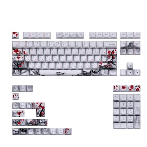 Plum Blossom OEM Keycap 128-key Thick Plastic 5Sides Sublimations Keycap Set