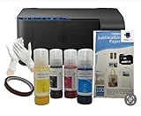 A4 Sublimation Printer for Clothes, T-Shirt Transfer Printing Machine, Direct to Film Printer. 4 Sublimation Ink Set: C/M/Y/B, Printing Paper,Tape Heat. Printers Conversion