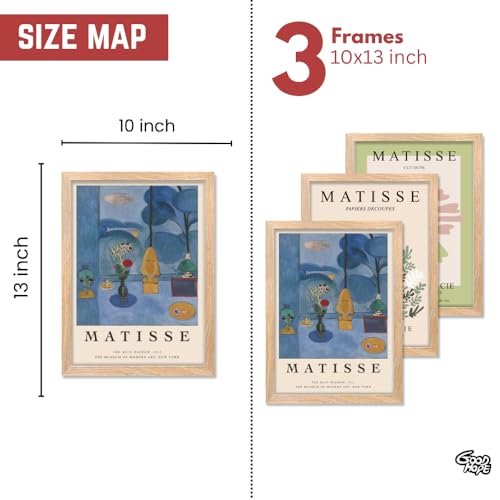 Image of Good Hope Set of 3 Henri Matisse Wall Art Paintings Framed Poster 10x13 Inch Frame Posters for Cafe Restraunt Home Decor, Living Room, Bedroom, Kitchen, and Office Wall Decoration Classic Aesthetic Wooden art Photo Frames