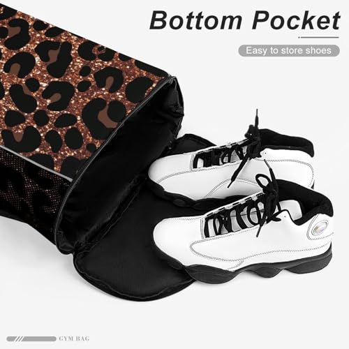 Leopard Print Drawstring Backpack Gym Bag With Shoe Compartment String Bag Sport Beach Sackpack4
