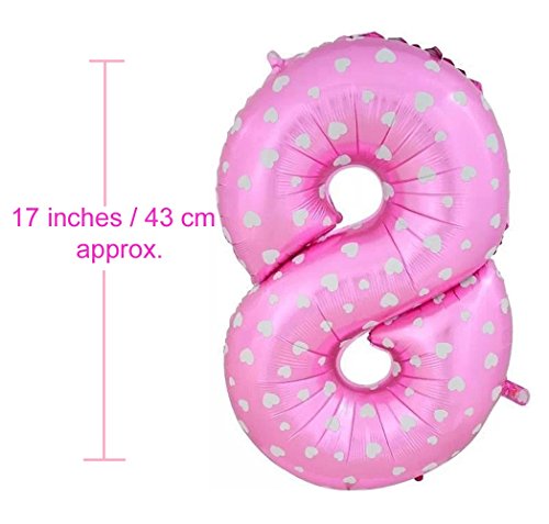 Image of AMFIN 17 inch 8 Number Foil Balloon, Birthday Decoration Items [Helium Supported] - Pink