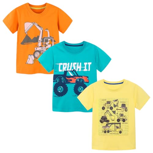 Image of Toddler Boys' Short Sleeve Tees Cotton Casual Graphic Crewneck Summer Top Clothes T-Shirts