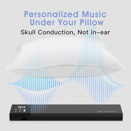 Unterkissen Knochenleitungs Schlaflautsprecher mit Display, Verlängertes Design, Bluetooth White-Noise-Gerät mit 36 Schlafsounds, 650mAh Akku, Timer&TF-Karte, Ideal für Seitenschläfer & Schlafprobleme
