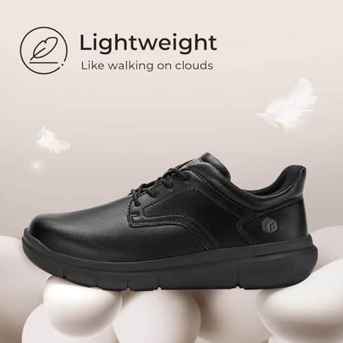 FitVille Men's Extra Wide Slip On Shoes Lace-up Oxford Dress Shoes Comfortable Lightweight Casual Loafers Orthopedic Shoes Jet Black - Image 5