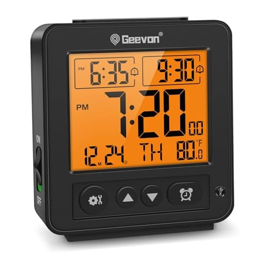 Geevon Smart Night Light Small Digital Alarm Clock with 2 Increasing Beep Alarm, Indoor Temperature, Battery Operated Travel Clock for Bedroom, Bedside, Desk(Black)