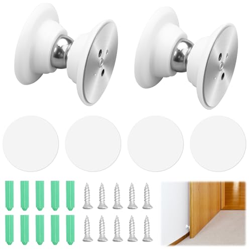 Juego de 2 Piezas Tope Puerta Magnetico Silicona Retenedor Puerta con Adhesiva de 3M y Tornillos Tope Puerta Iman para...