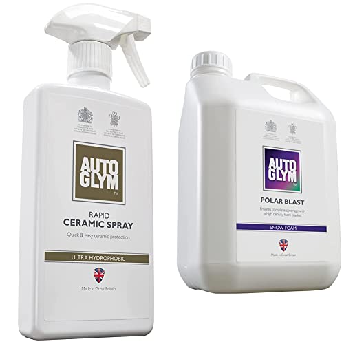 Autoglym Rapid Ceramic Spray, 500ml - Tropical Scented Ceramic Coating Car Spray For Superior Paintwork Protection & Polar Blast, 2.5L - Thick Snow Foam Pre-Wash pH Neutral Car Cleaner