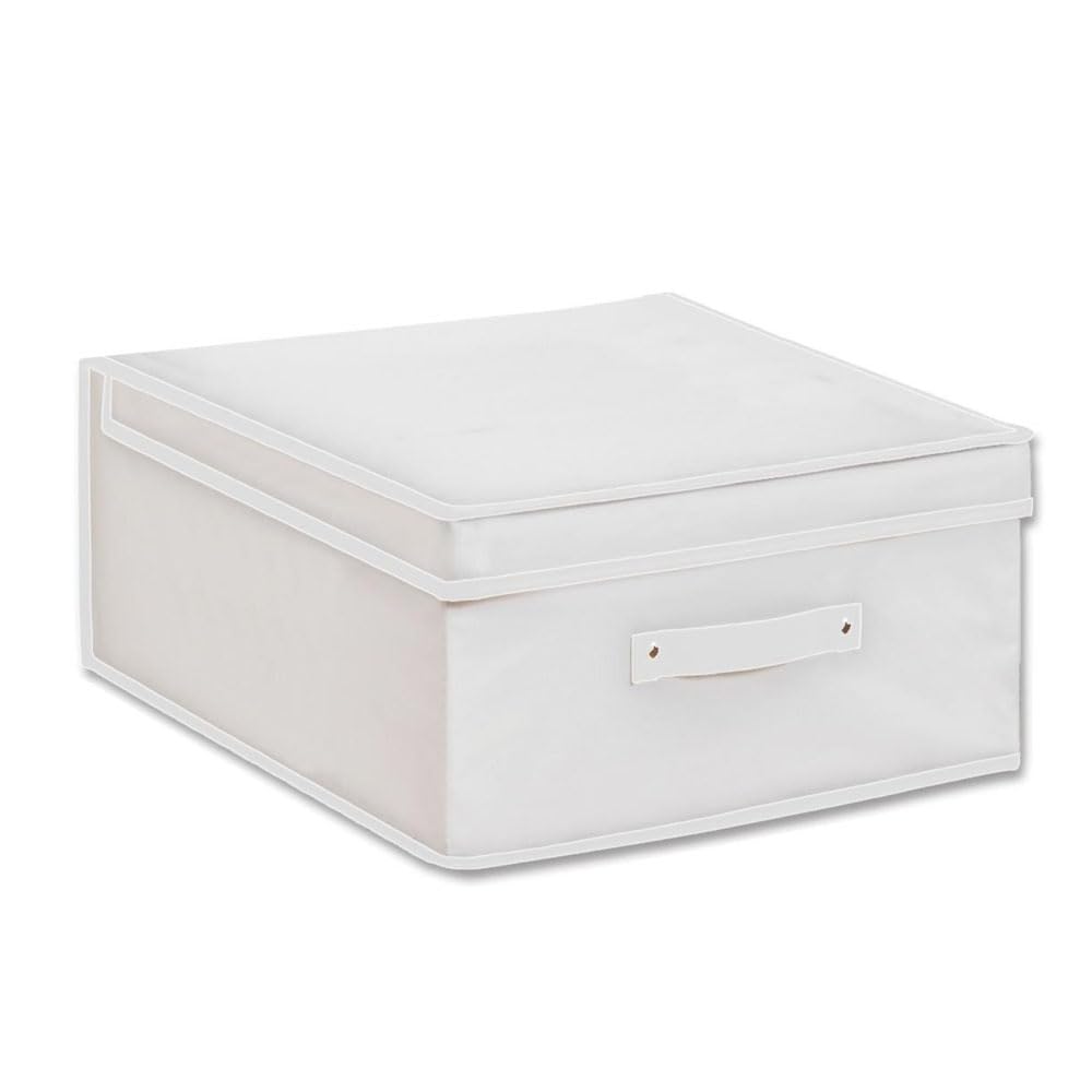 Genérico Cajas de Almacenamiento de Tela, 30 x 40 x 25 cm, Plegables con Asas, Cestas Grandes, Color Blanco Roto