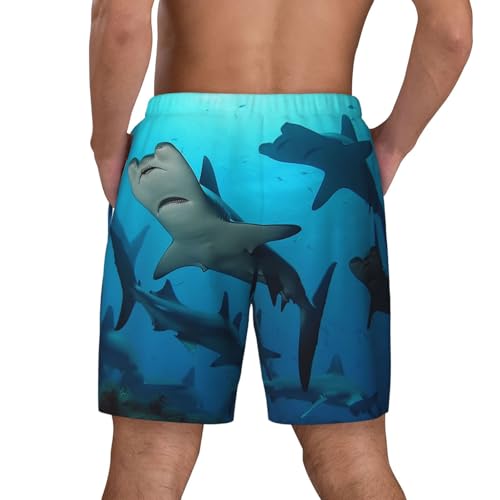 Men's Swim Trunks Quick Dry Board Shorts Hammerhead Sharks Beach Shorts with Pocket Bathing Suits for Men3