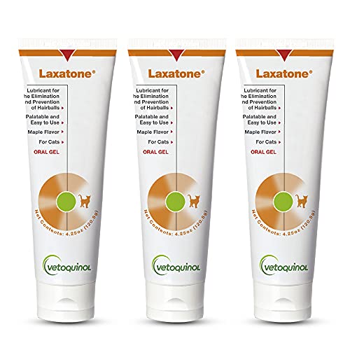 Vetoquinol Laxatone - Hairball Gel for Cats - Gentle Oral Lubricant for Everyday Use - Maple-Flavored Hairball Remedy - Easy-to-Use Pet Care Essentials - Pack of 3-4.25