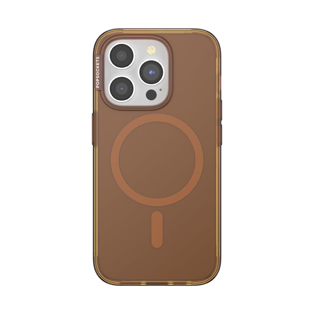 PopSockets iPhone 15 Pro Case Compatible with MagSafe, Phone Case for iPhone 15 Pro, Wireless Charging Compatible, Case Only - Amber