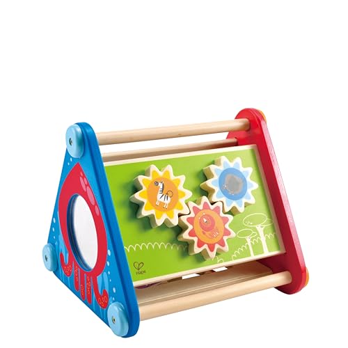 Hape Tierische Action-Box &ndash; Motorikw&uuml;rfel aus Holz mit Spiegel, drehbaren Elementen und Tiermotiven, interaktives Lernspielzeug,f&ouml;rdert Feinmotorik, Hand-Auge-Koordination, ab 10 Monaten