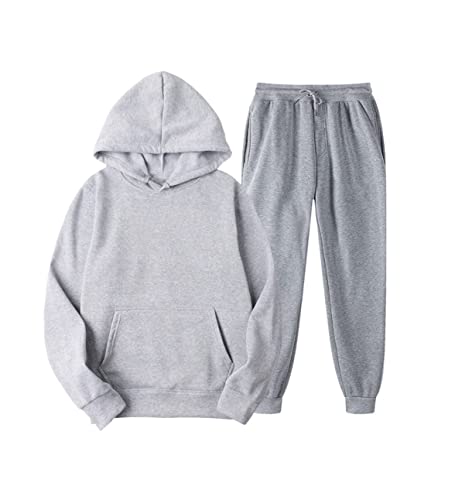 Survêtement à capuche homme femme ensemble jogging polaire chaud taille XXXL gris noir