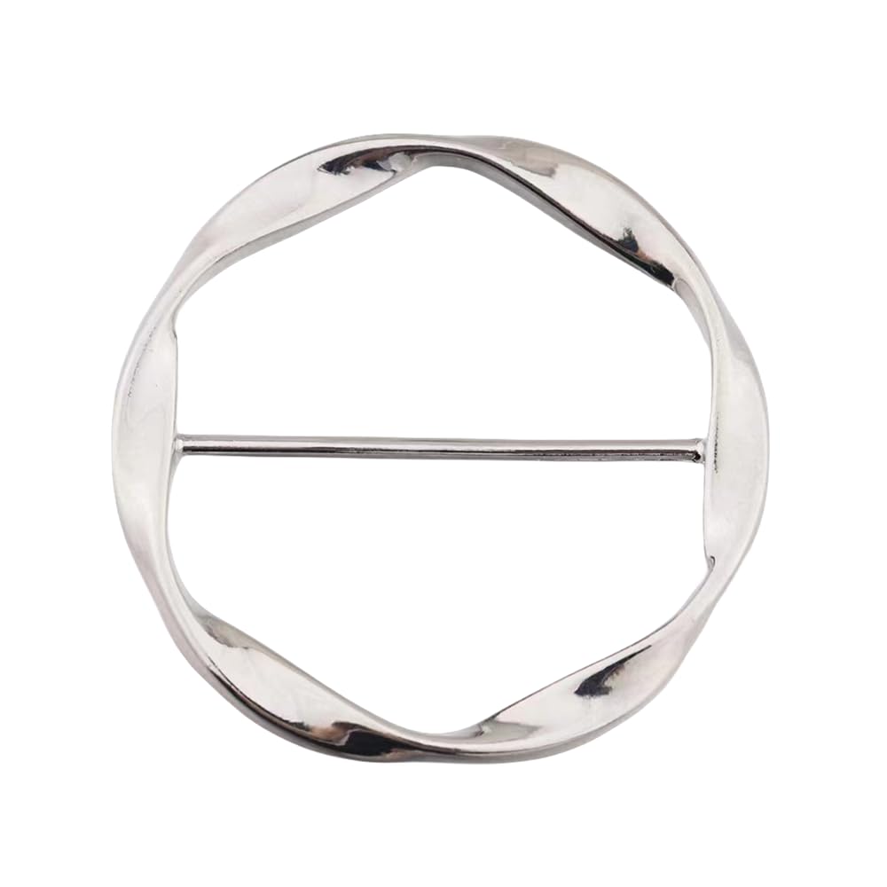 Round Twisted Circle Silk Scarf Ring Brooch for Women Minimalist Shawl Scarves Buckle Wrap Clip Fashion Dress Accessories Decoration Jewelry Gift