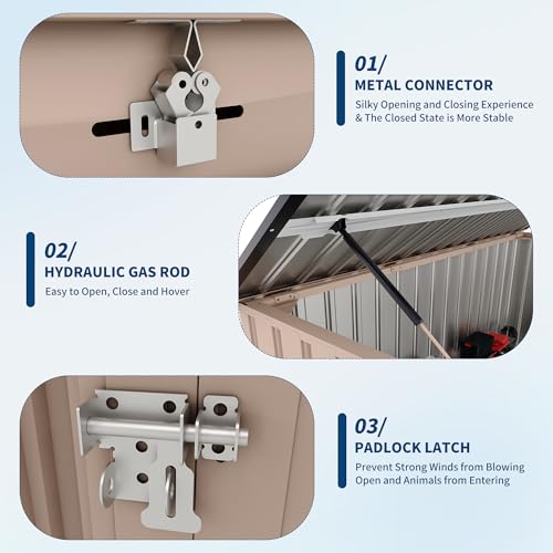 3x6 FT Garbage Bin Shed Stores, Outdoor Trash Can Storage 2 Binsgarbage Bin Storage Shed, Metal Trash Shed Waterproof Outside Storage