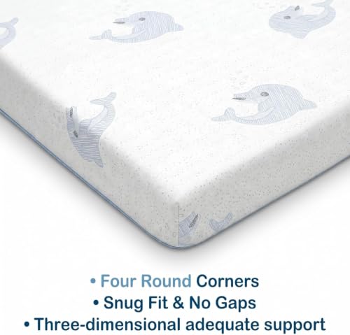 Image of 38 inch x 26 inch Dual-Sided Memory Foam Tri-Fold Pack and Play Mattress - Breathable, Removable Cover & Carry Bag Included