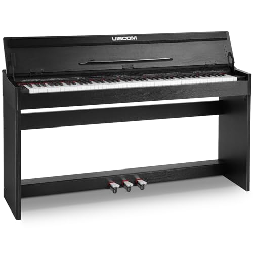 UISCOM UMP-90 88 Keys Semi-weighted Full Size Keyboard Electric Piano with Furniture Standï½œPower Adapterï½œTriple Pedalsï½œMP3 Function Digital Piano for Beginner (Black)