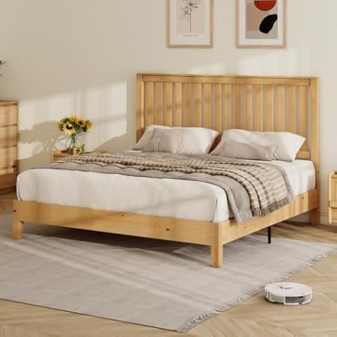 LUXOAK King Size Solid Wood Bed Frame Cover