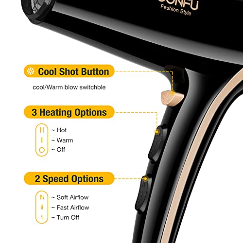 Hair Dryer, 1875Watt Professional Blow Dryer, With Diffuser And Concentrator Nozzle Negative Ionic Hair Dryer, Low Noise Fast Drying, For Home & Salon #TOP4