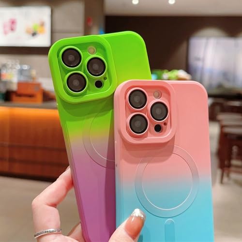 Coque silicone iPhone 13 dégradé vert violet pour recharge induction - 3