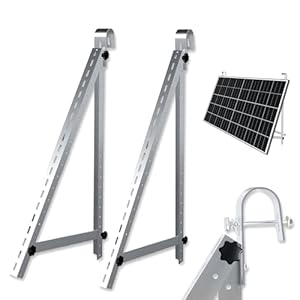 Balkonkraftwerk Halterung Solarhalterung 114cm für Geländer Balkon PV Modul Aufständerung 45 Zoll verstellbar Winkel 0-90 Grad (2 Stück - 1 Modul - Balkon/Geländer)
