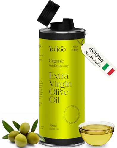 100% Tuscany Premium Organic Olive Oil Extra Virgin | Polyphenol Rich Extra Virgin Olive Oil Cold Pressed EVOO | Early Harvest from Italy (17.6oz)
