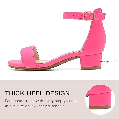 Image of Dufannie Girls Sandals Low Heels Dress Pump Ankle Strap Open Toe Flower Girl Wedding Party for Toddler Little Big Kid
