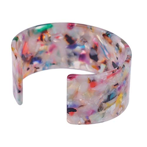 Tortoise Wide Cuff Bangles Acrylic Resin Open Bangle Bracelets Adjustable Colorful Acetate Decoration Floral Leopard Print Statement Bracelets For Women Girls Female Charm Party Jewelry-Pink #TOP2
