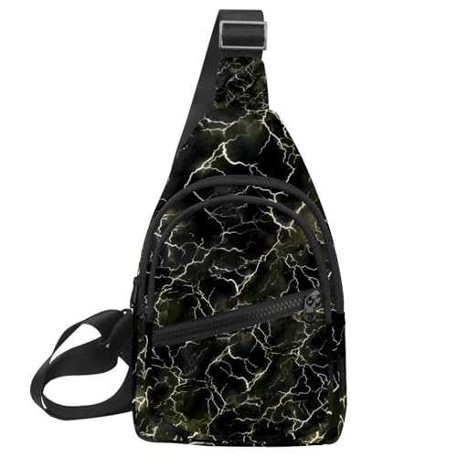 Mochila cruzada de relámpago negra para running y viajes con correa ajustable