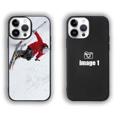 Personalised Custom Phone Case for iPhone 16 15 14 13 12 11 Pro Max Case Customized Photo Name Phone Case Anti-Scratch Shock-Resistant Soft Protective TPU (Black Case 1 Photos) Clear