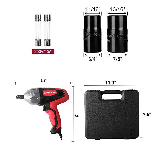 GETUHAND Electric Impact Wrench 1/2 Inch & 12 Volt 400N.M 300ft-lbs Max Torque with 1/2" Strong Square Drive, Portable Car Impact Wrench Kit with Sockets and Carry Case - Thumbnail 4