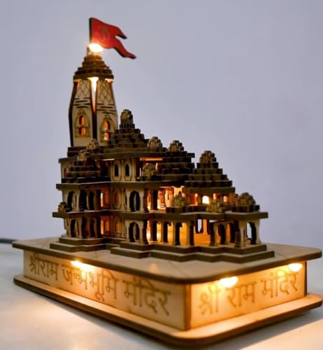 Modelo de templo 3D de madera Shri Ram Mandir Ayodhya con luces LED 2
