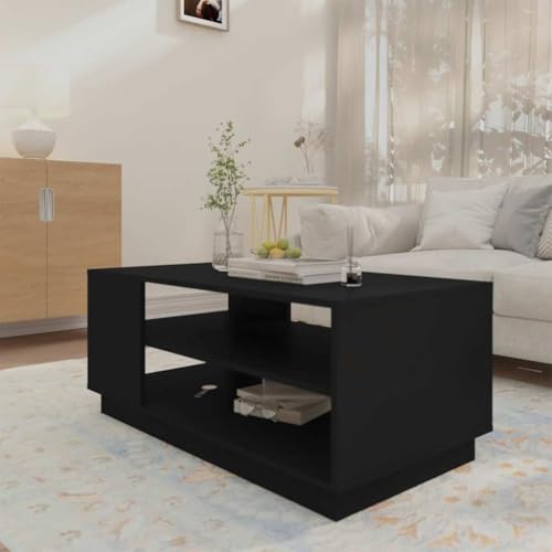 Table basse noire avec tiroirs de grande capacité en bois robuste - 5